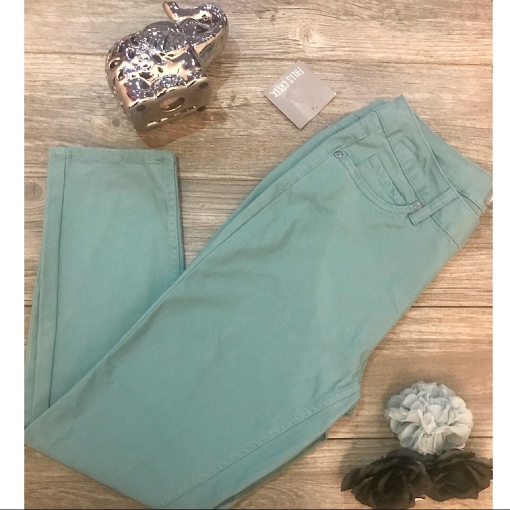 Aqua Green Blue Crop Pants